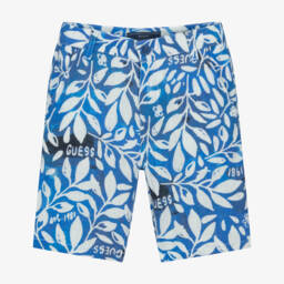 Boys Blue & White Botanical Print Shorts