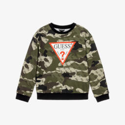 Boys Green Camo Sweatshirt with 4g Logo Pattern