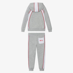 Guess-Boys Grey Marl Cotton Tracksuit with White & Red Trim | Childrensalon