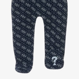 Guess-Boys Navy Blue Cotton Jersey Babygrow with 4G Logo Print | Childrensalon