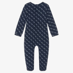 Guess-Boys Navy Blue Cotton Jersey Babygrow with 4G Logo Print | Childrensalon