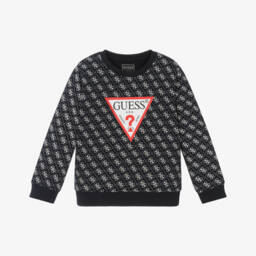 Boys Navy Blue Logo Pattern Cotton Sweatshirt