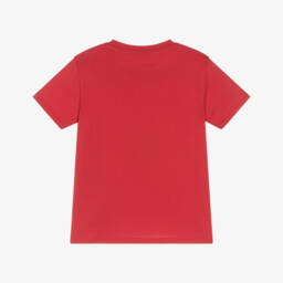 Guess-Boys Red Cotton Cartoon Logo T-Shirt | Childrensalon