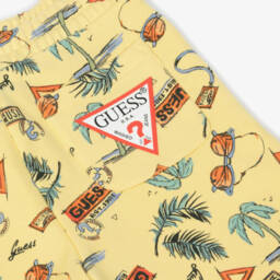 Guess-Boys Yellow Cotton Beach Shorts | Childrensalon