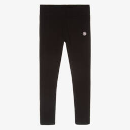 Guess-Girls Black Cotton Leggings with 4g Logo | Childrensalon