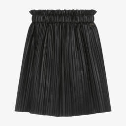 Guess-Girls Black Faux Leather Pleated Skirt | Childrensalon