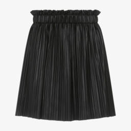Guess-Girls Black Faux Leather Pleated Skirt | Childrensalon