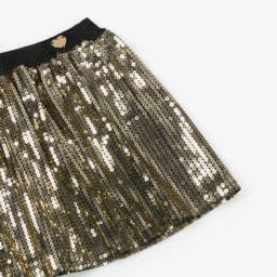 Guess-Girls Gold Sequin Skirt with Black Waistband | Childrensalon