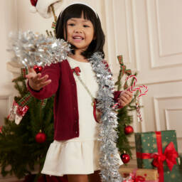 Guess-فستان قطن جيرسيه لون عاجي بطبعة حقيبة | Childrensalon