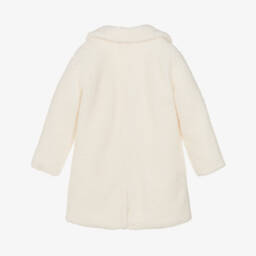 Guess-Пальто двубортное кремовое из плюшевого флиса для девочек | Childrensalon