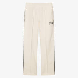 Girls Ivory Piqué Textured Joggers