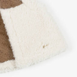 Guess-Girls Ivory Sherpa Fleece 4G Gilet | Childrensalon