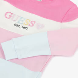 Guess-Girls Pink and Blue Cotton Sweatshirt Dress | Childrensalon