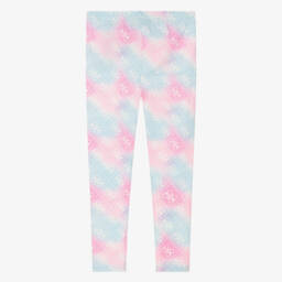 Guess-Girls Pink & Blue Cotton 4G Logo Leggings | Childrensalon