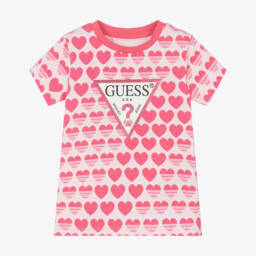 Girls Pink Cotton Heart Logo T-Shirt