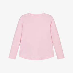 Guess-Girls Pink Cotton Sequin Logo Top | Childrensalon