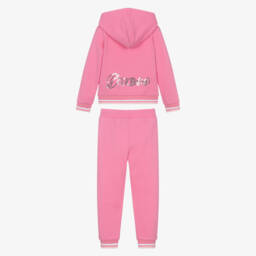 Guess-Girls Pink Cotton Sequin Logo Tracksuit | Childrensalon