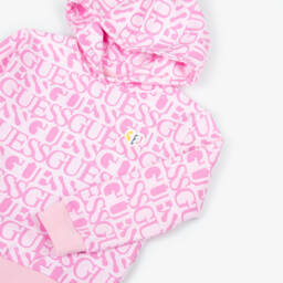 Guess-Girls Pink Logo Cotton Hoodie | Childrensalon