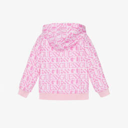 Guess-Girls Pink Logo Cotton Hoodie | Childrensalon