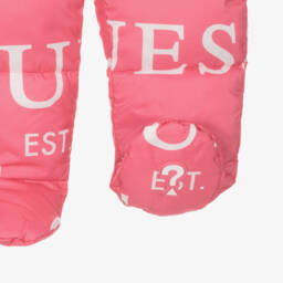 Guess-Girls Pink Logo Print Snowsuit | Childrensalon