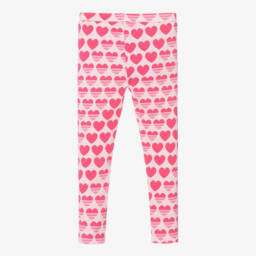 Guess-Girls Pink Reversible Cotton Heart Leggings | Childrensalon