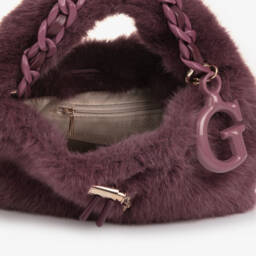 Guess-Girls Purple Faux Fur Handbag (28cm) | Childrensalon