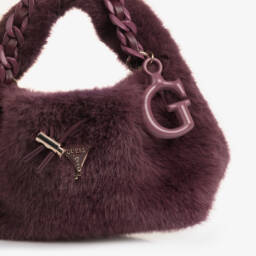 Guess-Girls Purple Faux Fur Handbag (28cm) | Childrensalon