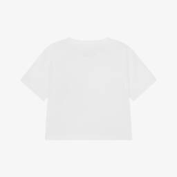 Guess-Girls White Cotton Diamanté Logo T-Shirt | Childrensalon