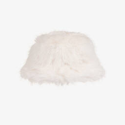 Guess-Girls White Faux Fur Bucket Hat | Childrensalon