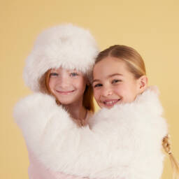 Guess-Girls White Faux Fur Bucket Hat | Childrensalon