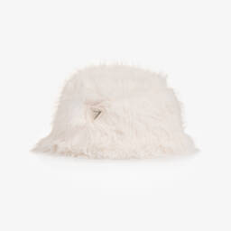 Guess-Girls White Faux Fur Bucket Hat | Childrensalon