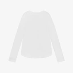 Guess-Girls White Logo Top with Pink Diamantés & Sequins | Childrensalon