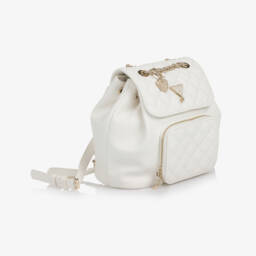 Guess-Girls White Quilted Faux Leather Backpack (24cm) | Childrensalon