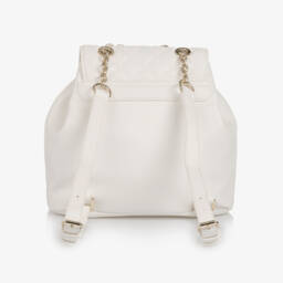 Guess-Girls White Quilted Faux Leather Backpack (24cm) | Childrensalon
