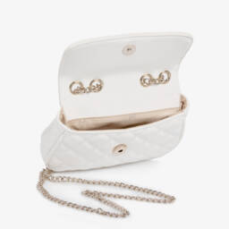 Guess-Girls White Quilted Faux Leather Bag (19cm) | Childrensalon