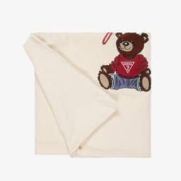 Ivory Embroidered Teddy Bear Blanket (100cm)