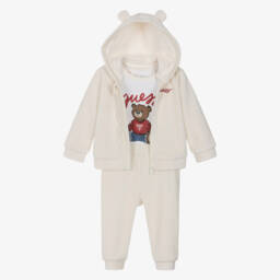 Guess-Спортивный костюм кремовый велюровый с мишкой для малышей | Childrensalon
