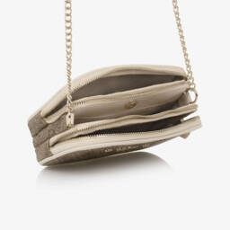 Guess-Junior Girls Beige Faux Leather 4G Logo Handbag (18cm) | Childrensalon