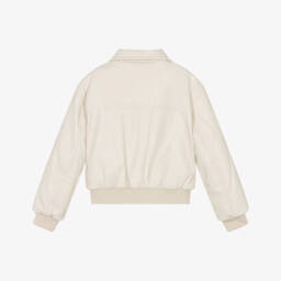 Guess-جاكيت بومبر جلد صناعي لون بيج للبنات  | Childrensalon