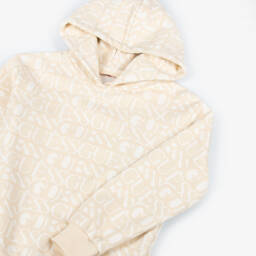 Guess-Junior Girls Beige & Ivory Logo Cotton Hoodie | Childrensalon