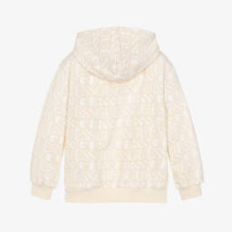 Guess-Junior Girls Beige & Ivory Logo Cotton Hoodie | Childrensalon