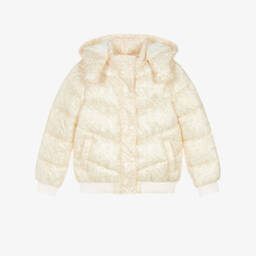 Guess-Junior Girls Beige & Ivory Logo Puffer Jacket | Childrensalon