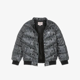 Guess-Junior Girls Black & Grey Logo Puffer Jacket | Childrensalon