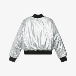 Guess-Junior Girls Black & Silver Reversible Bomber Jacket | Childrensalon