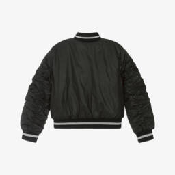 Guess-Junior Girls Black & Silver Reversible Bomber Jacket | Childrensalon