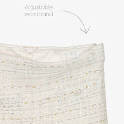 Guess-Junior Girls Ivory Tweed Skirt with Silver Thread & Sequins | Childrensalon