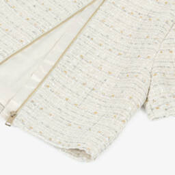 Guess-Junior Girls Ivory Tweed Top with Silver Thread & Sequins | Childrensalon