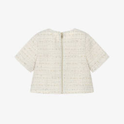 Guess-Junior Girls Ivory Tweed Top with Silver Thread & Sequins | Childrensalon