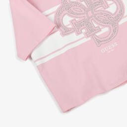 Guess-Junior Girls Pink Cotton Diamanté T-Shirt | Childrensalon
