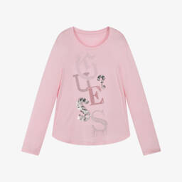 Guess-Junior Girls Pink Lenzing Top with Rhinestone Logo | Childrensalon